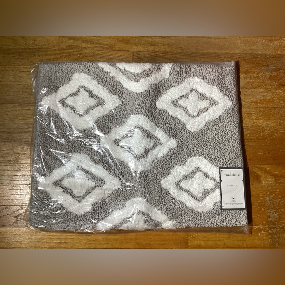 Threshold White and Gray Bath Rug